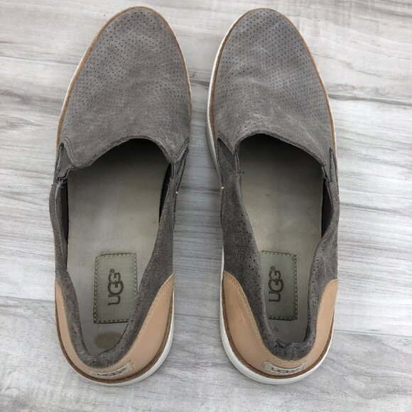 Ugg Shoes Womens 9.5 Adley Gray Suede Slip On Sneakers - Picture 8 of 11